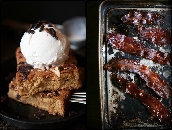 Maple and Candied Bacon Blonde Brownies