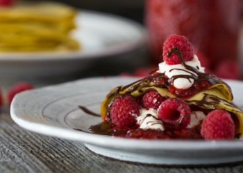 Raspberry Marshmallow Crepes that are gluten free and paleo