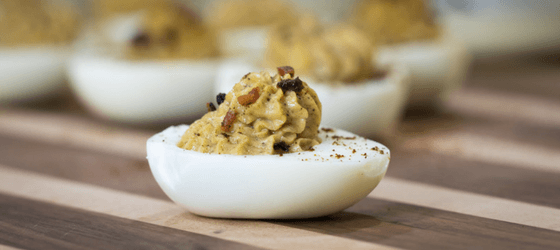 maple bacon coffee deviled eggs