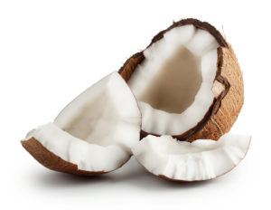 coconut oil raw broken white background