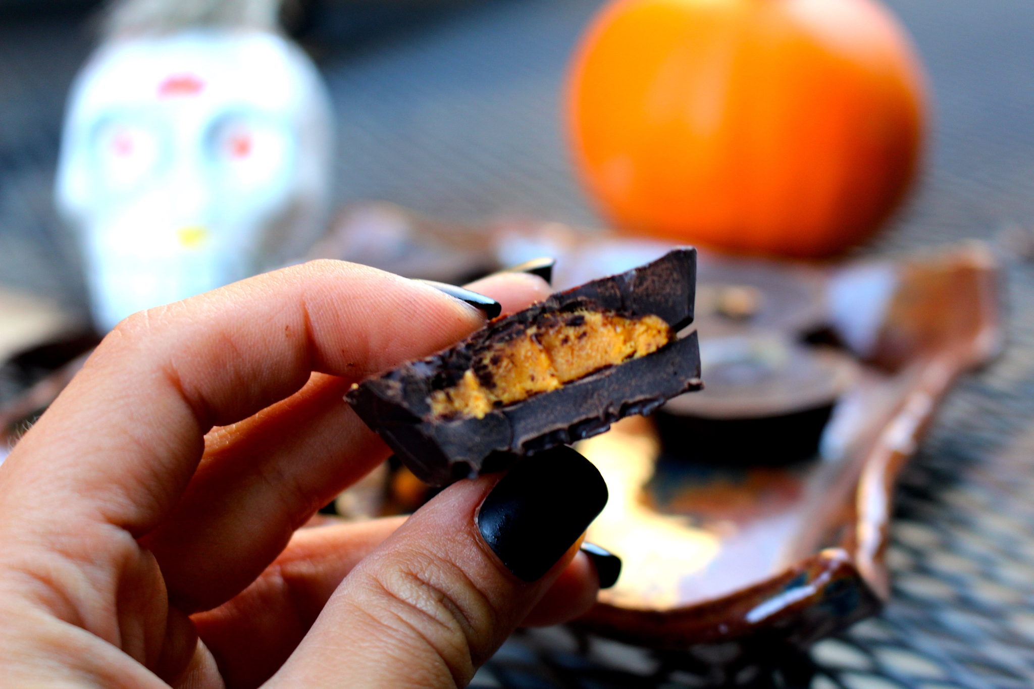 paleo pumpkin almond butter reeses cups chocolate bite